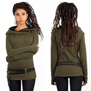 Green Hoodie Elven Khaki Green Myaa from ToonzShop